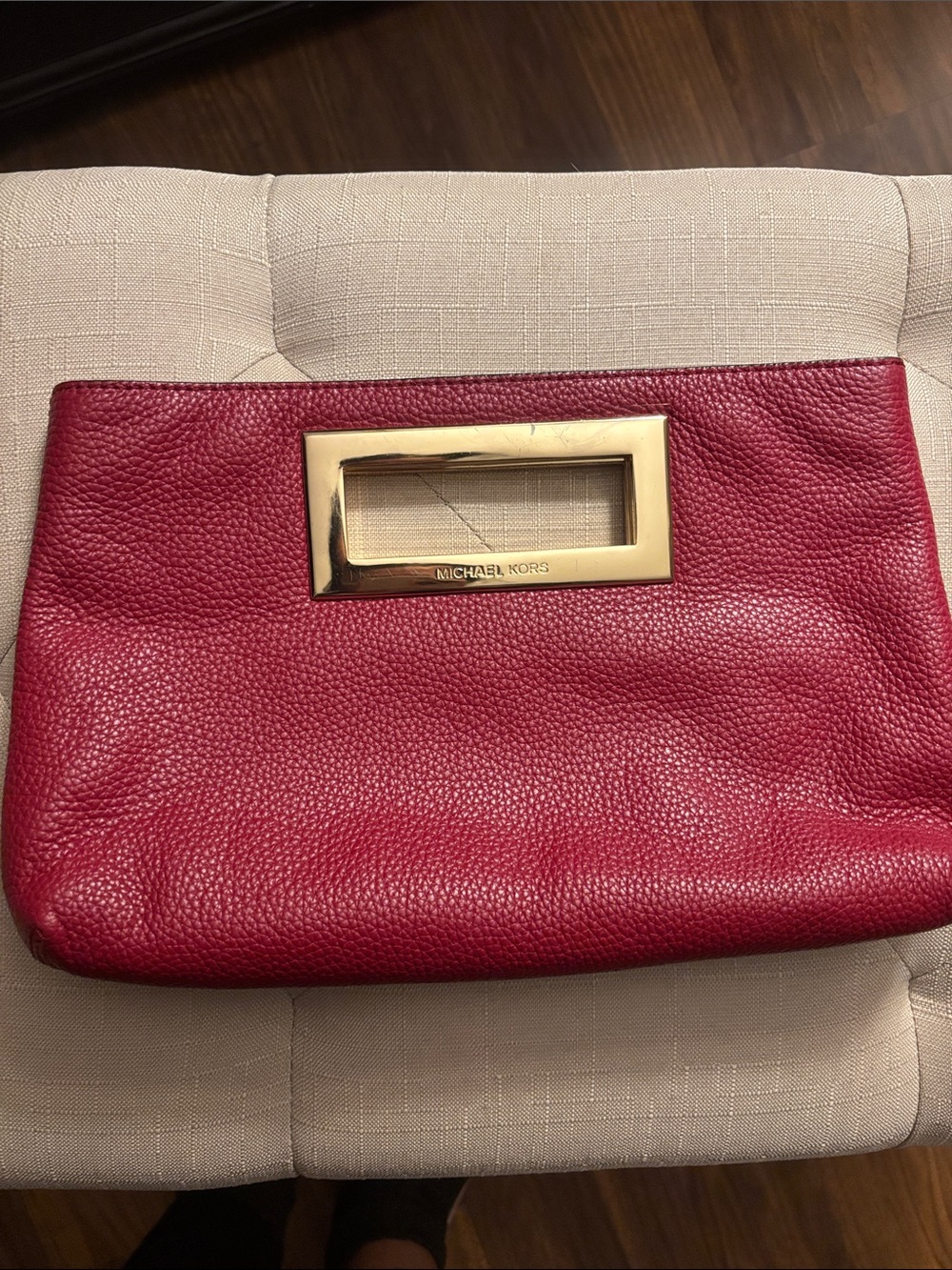 Michael Kors Pebbled Leather Red Wristlet Clutch